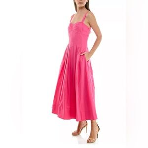 Women's Sleeveless Sweetheart Midi Maxi A-Line Dress Barbie Pink Coquette Sz 6